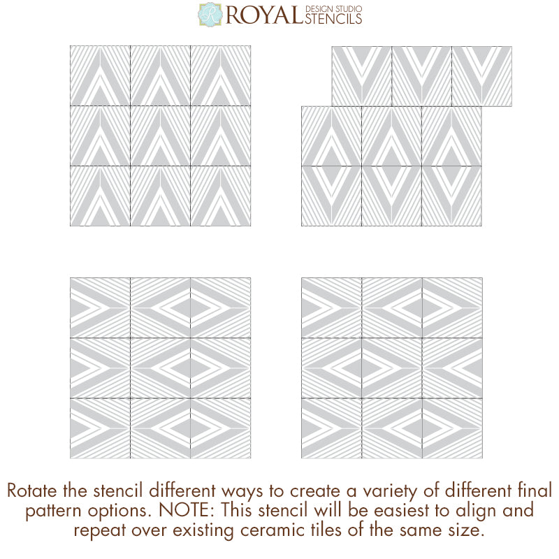 New! On Point Diamonds Tile Stencil