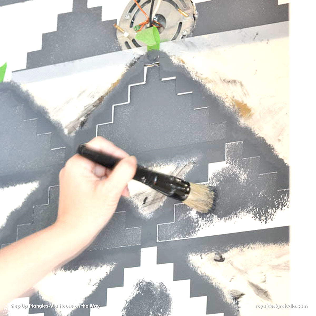 Step Up Triangles Wall Stencil Large