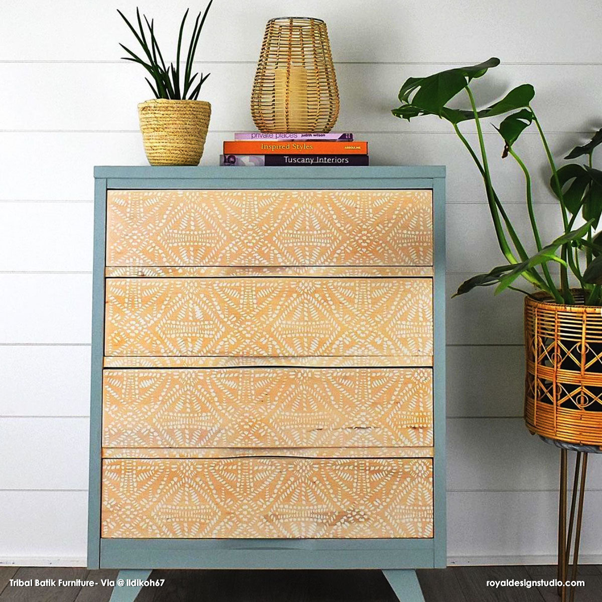 Tribal Batik Furniture Stencil