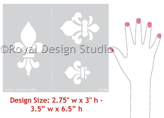 Classic Fleur de Lis Set 1 Stencils for European Design Crafts and Wall Art Decor - Royal Design Studio