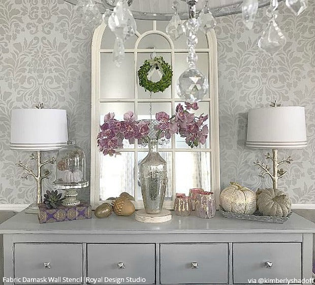 Fabric Damask Wall Stencil