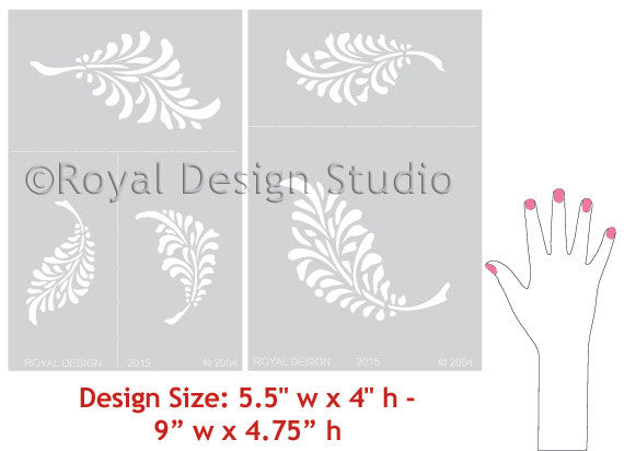 Bird Falling Feathers Stencils - Falling Leaves Wall Stencils - Royal Design Studio