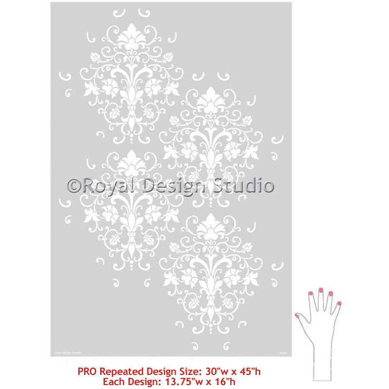 Elegant Allover Wall Stencils for Stenciling Wall Decor Art and Accent Walls - Royal Design Studio