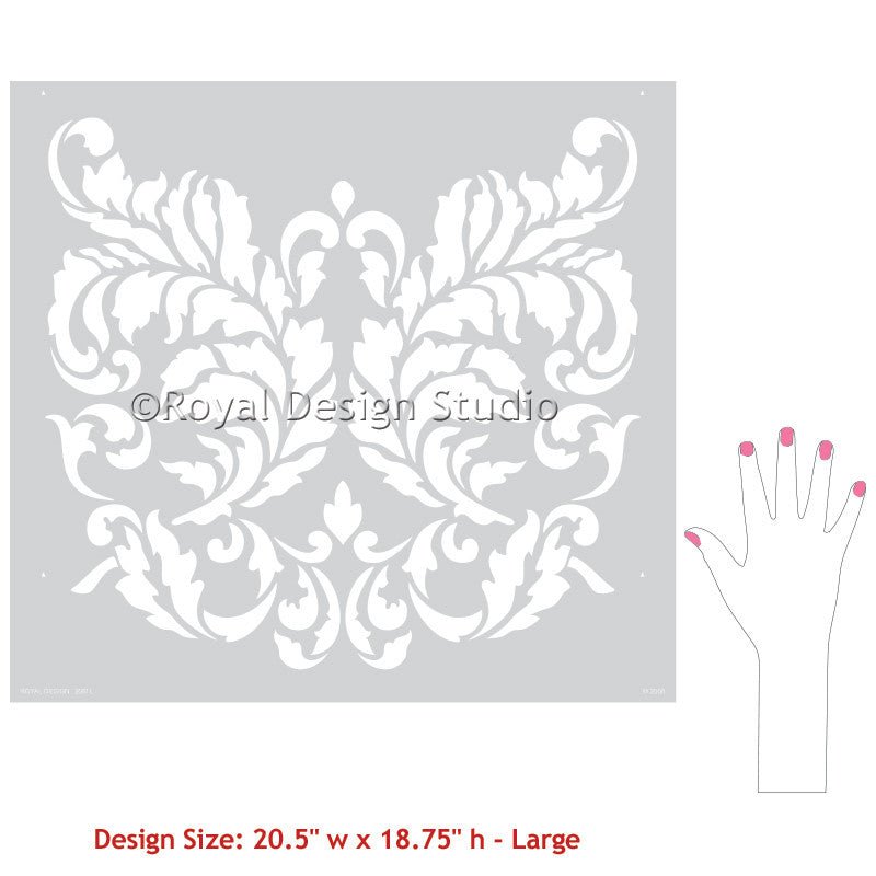 Acanthus Damask Wall Stencil - Royal Design Studio Stencils