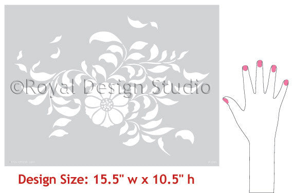 Folk Flower Allover Wall Stencil