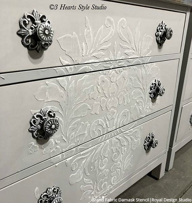 Fabric Damask Wall Stencil