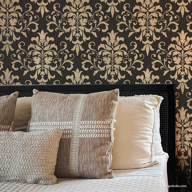 Foliate Damask Wall Stencil