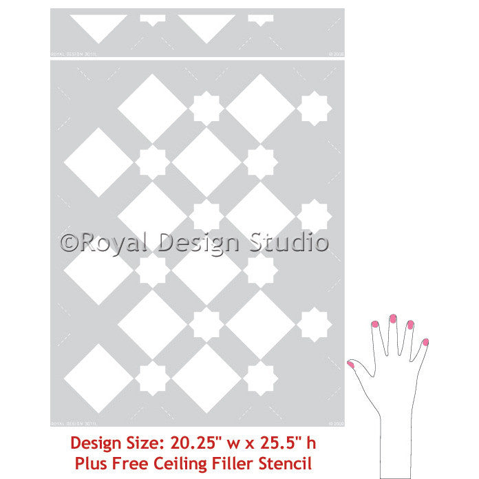 Star Diamonds Geometric and Modern Moroccan Stencils - Royal Design Studio