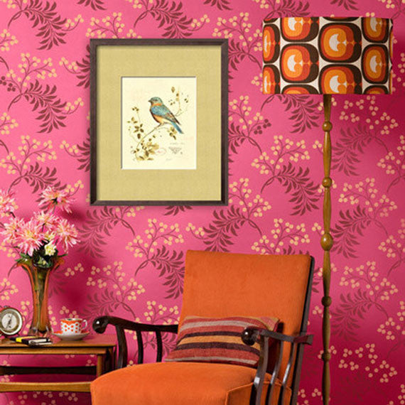 Colorful Wall Decor using Berry and Flower Stencils