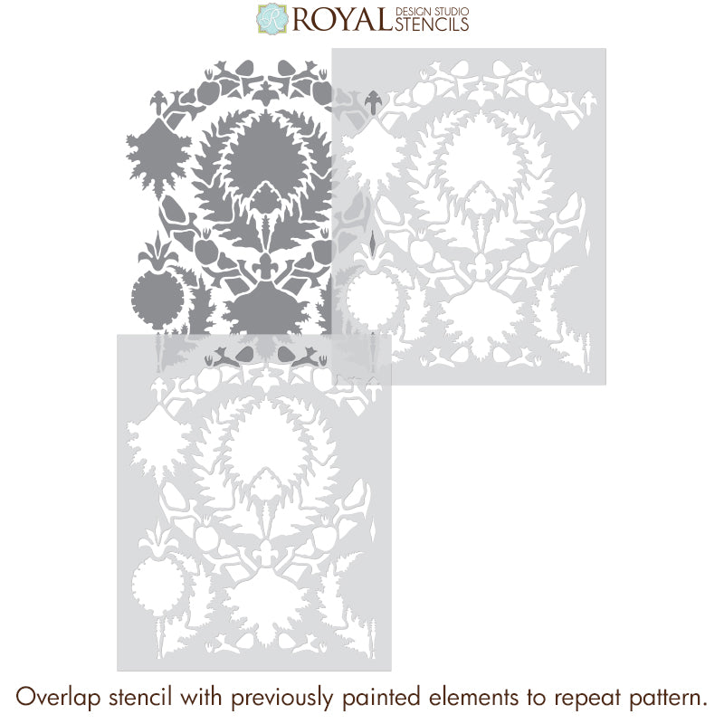 Silk Road Suzani Exotic Wall Stencils for Painting Accent Walls and Painted Floors - Royal Design Studio