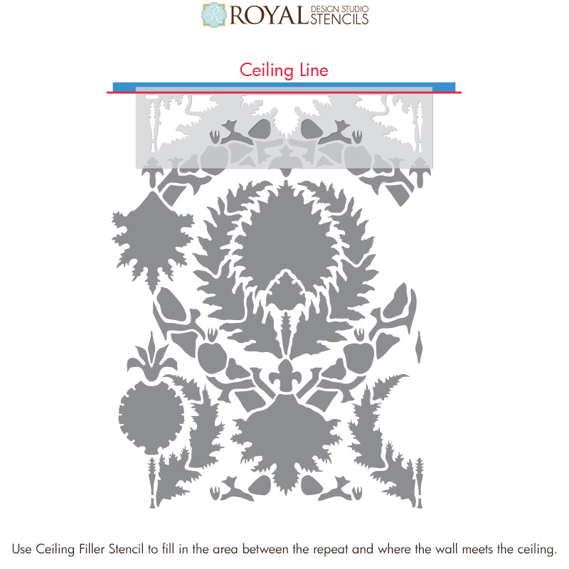 Silk Road Suzani Exotic Wall Stencils for Painting Accent Walls and Painted Floors - Royal Design Studio