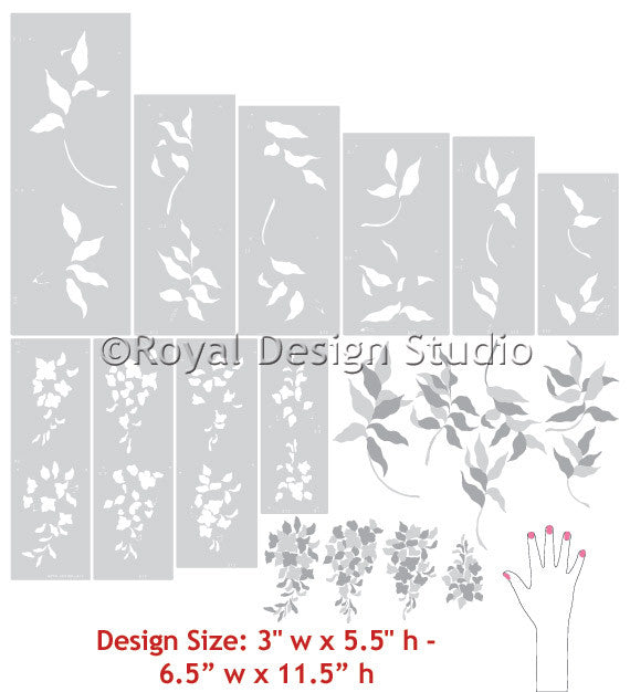 Classic Wall Art Flower Stencils | Wisteria Floral & Vine Stencil