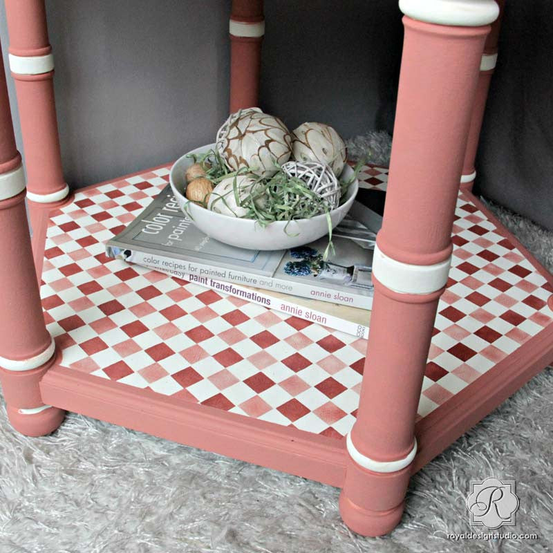 Retro or Modern Checkerboard Pattern - Checks and Gingham Furniture Stencils - Royal Design Studio