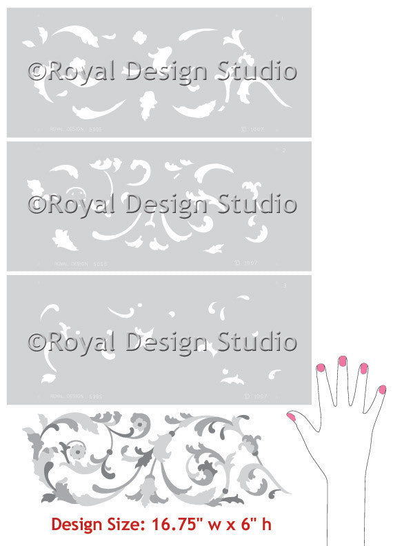 Furniture and Border Stencils with Vines and Leaves - Royal Design Studio