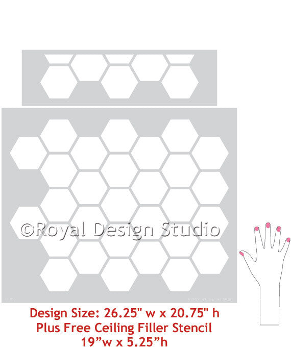 geometric modern wall painting stencil bee honeycomb pattern - Royal Design Studio