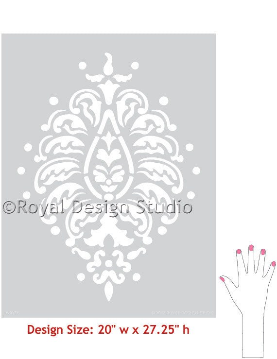 Grande Bombay Paisley Indian Designs Wall Motif Stencil