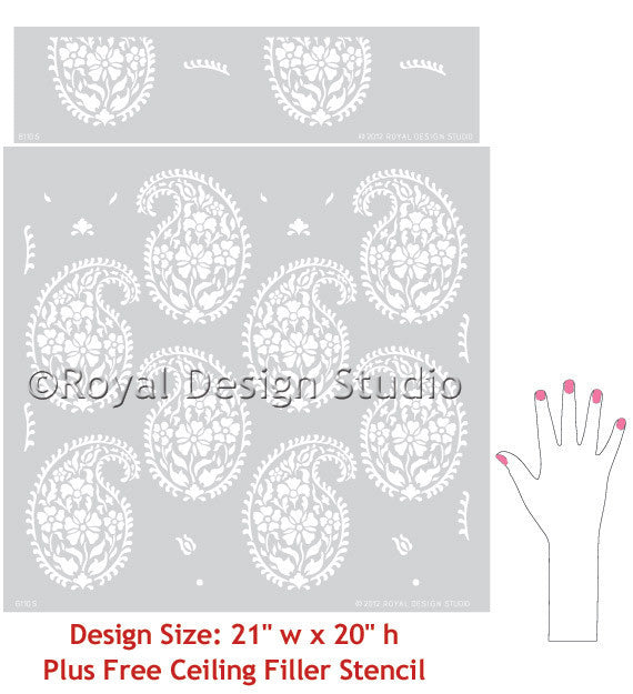 Indian Print Pattern Wall Stencils for Painting