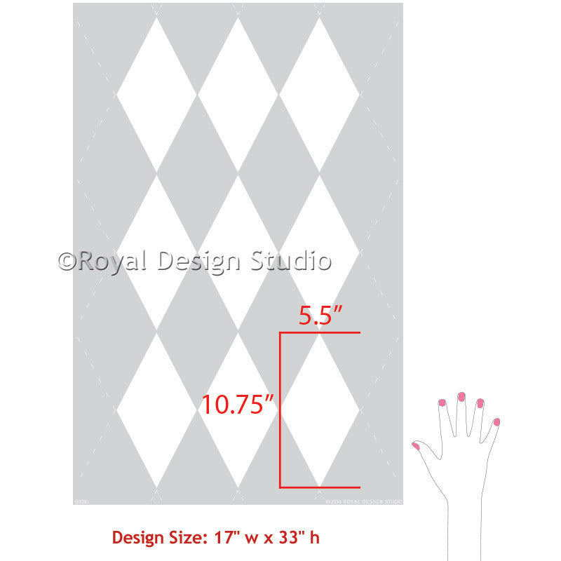 Classic and Retro Harlequin Pattern for Geometric Wall Stenciling - Royal Design Studio