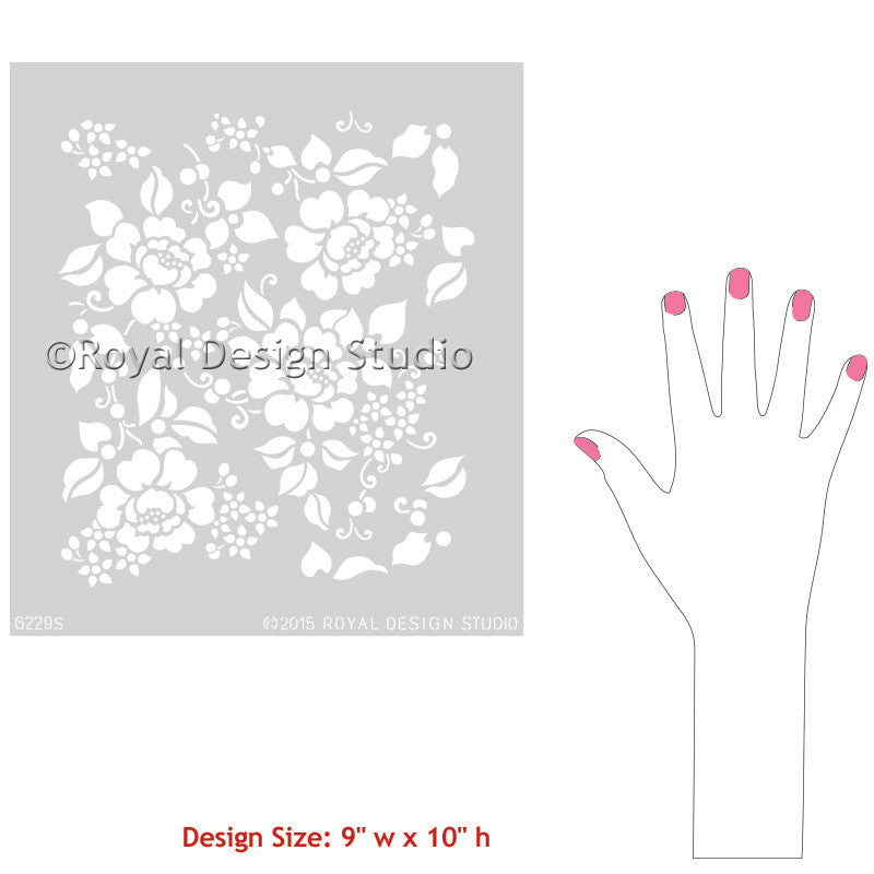 Flower Stencils for Furniture Painting - Romantic and Vintage Rose Stencils - Royal Design Studio