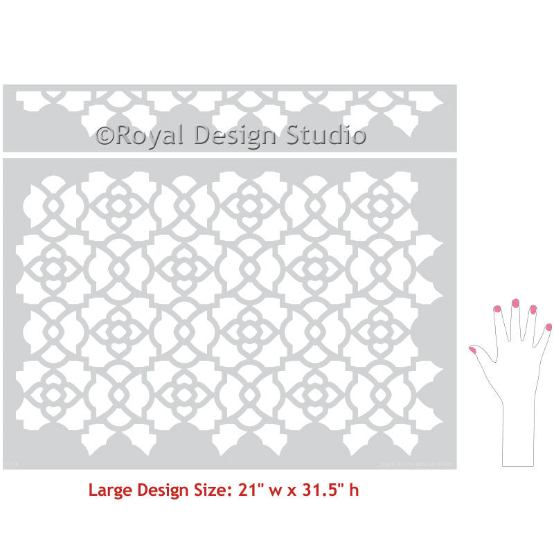 DIY Decorating with Large Designer Stencils - Mamounia Moroccan Trellis Wall Stencils - Royal Design Studio