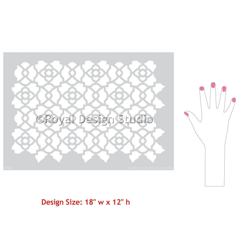 Furniture Makeover Projects using DIY Stencils - Mamounia Moroccan Trellis Furniture Stencils - Royal Design Studio