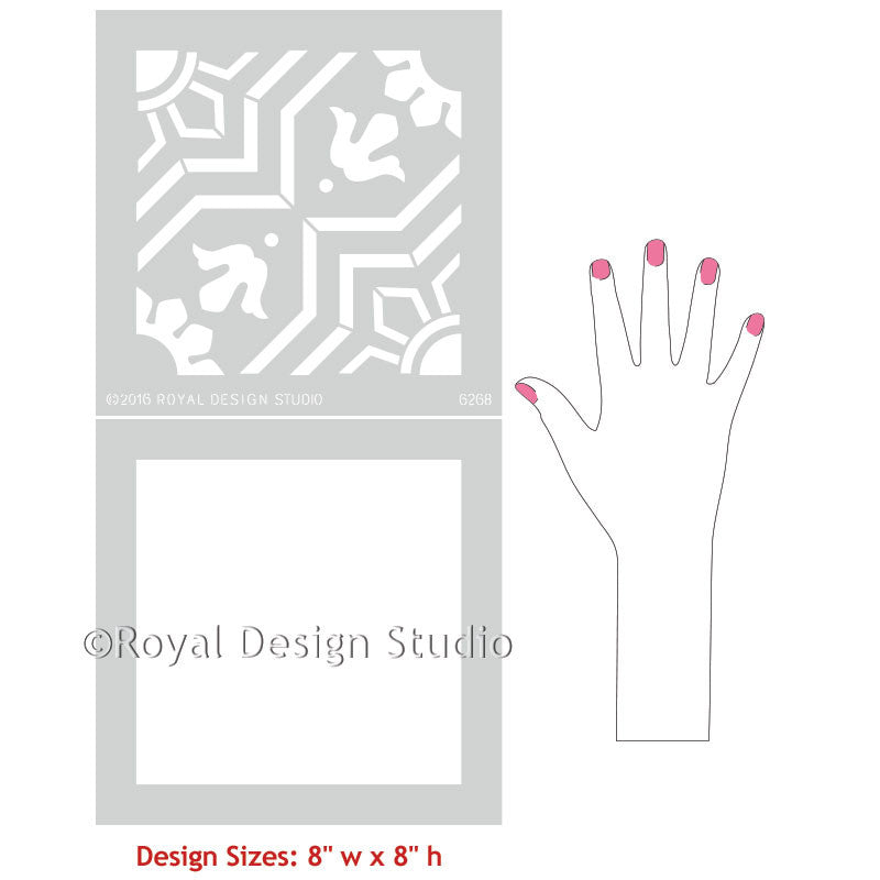 Spanish Tile Designs for Painting Pattern on Walls and Floors - Marbella Tile Stencils - Royal Design Studio