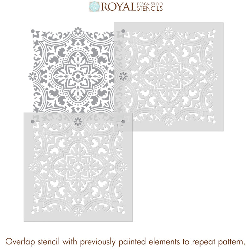 Large Spanish Moroccan European Tiles for Stenciling Designs - Royal Design Studio