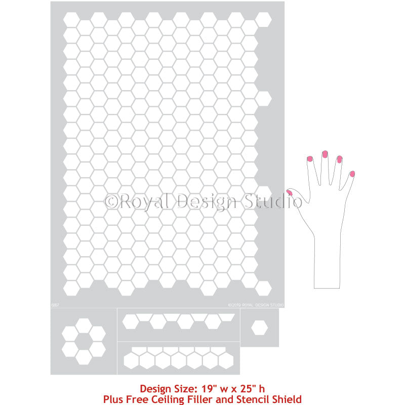 Hexagon Tile Floor Stencil