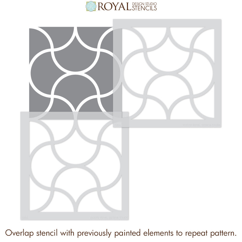 Modern Kitchen Backsplash Wall Pattern Stencils - Geometric Tile Stencils for Painting DIY Decor - Royal Design Studio