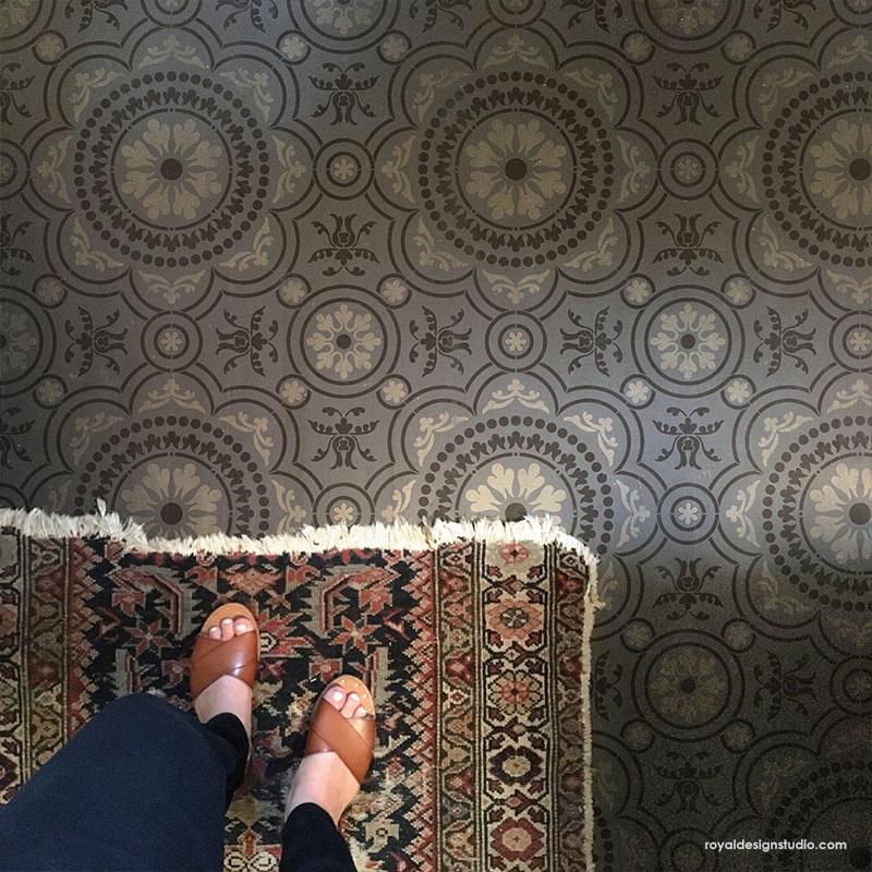 Large Tile Stencil for Painting Floors - Chatsworth Tile Stencil from Royal Design Studio Stencils
