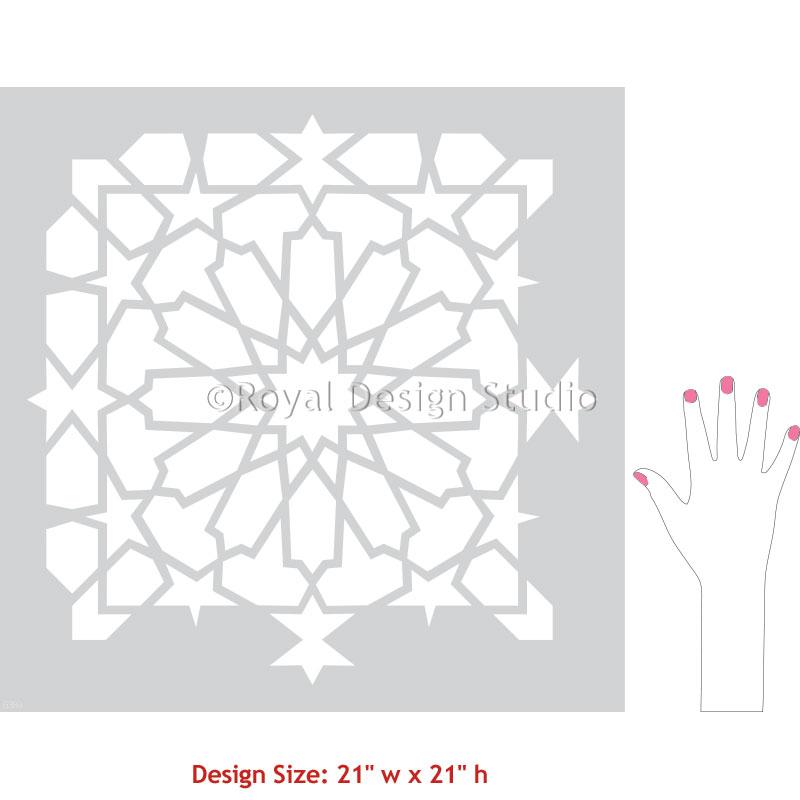 Geometric Stencil Pattern Moroccan Tile Pattern Stencils for Painting - Kasbah Tile Stencil from Royal Design Studio Stencils
