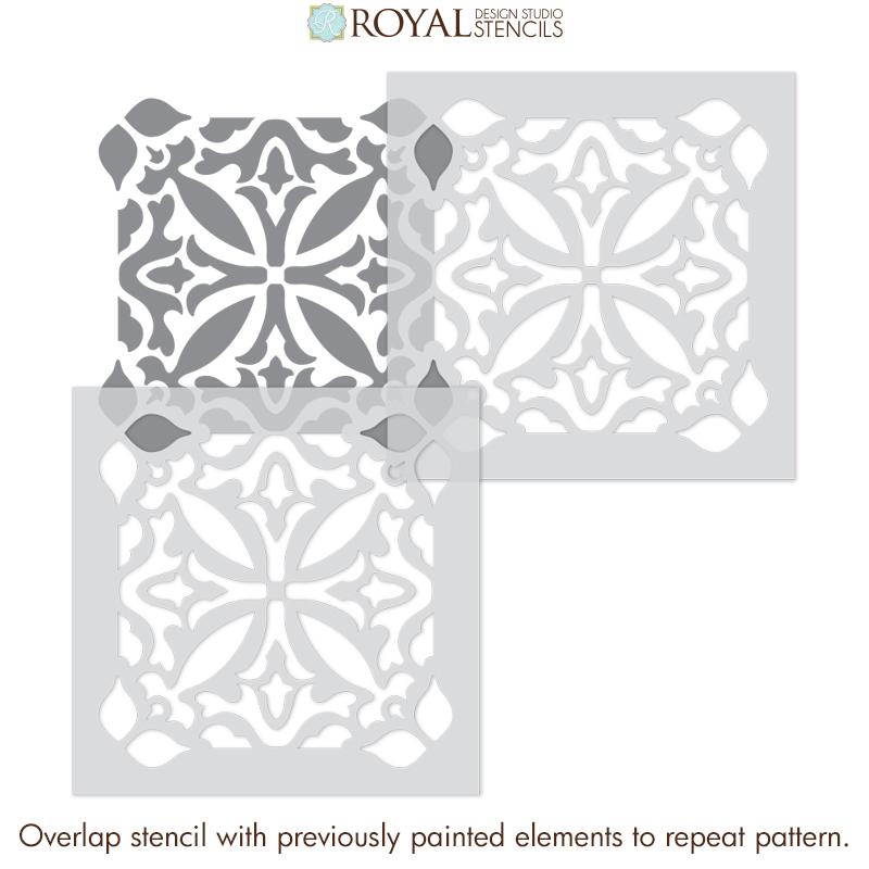 Bathroom Tile Stencils for Painting Floor Design - Island Dreams Tile Stencil from Royal Design Studio Stencils