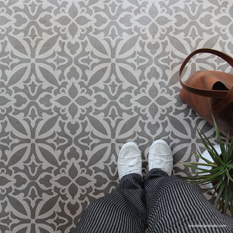 Painted Concrete Floor Stencils Faux Tile Stencils - Island Dreams Tile Stencil from Royal Design Studio Stencils