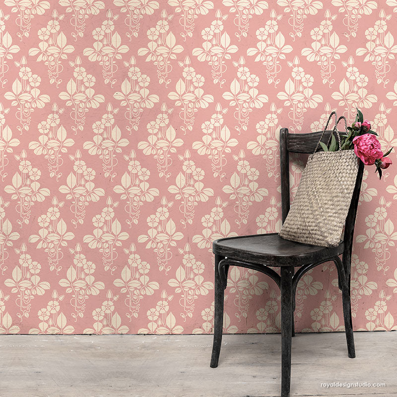 English Cottage Flower Wall Stencil