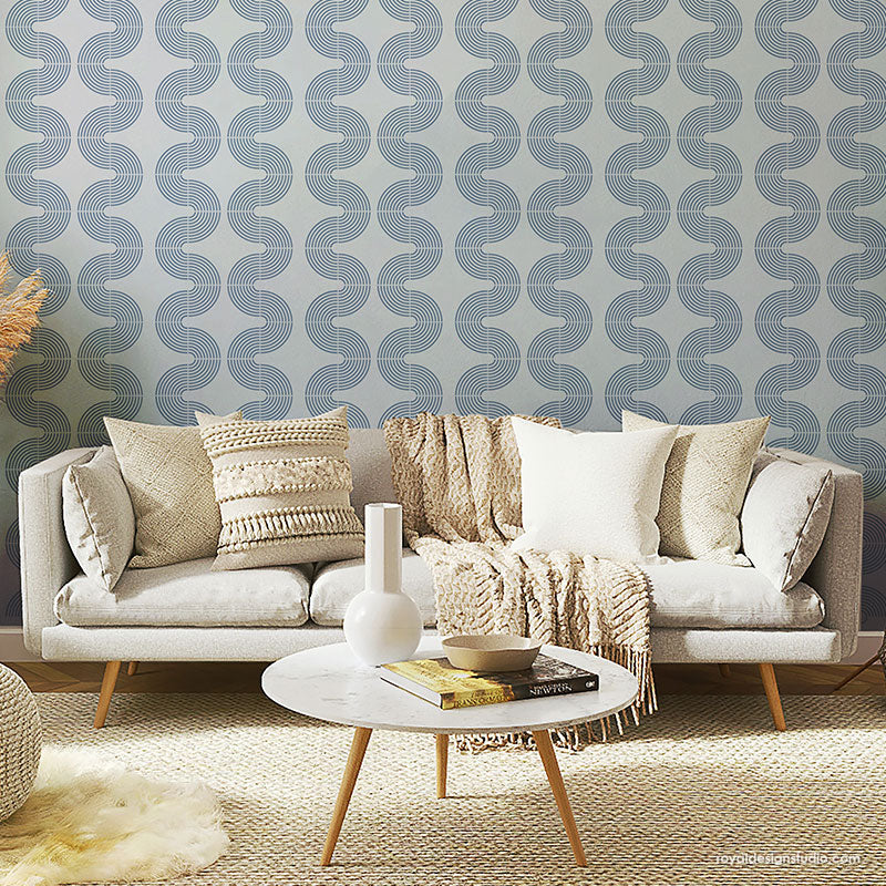 Sound Waves Modern Wall Stencil