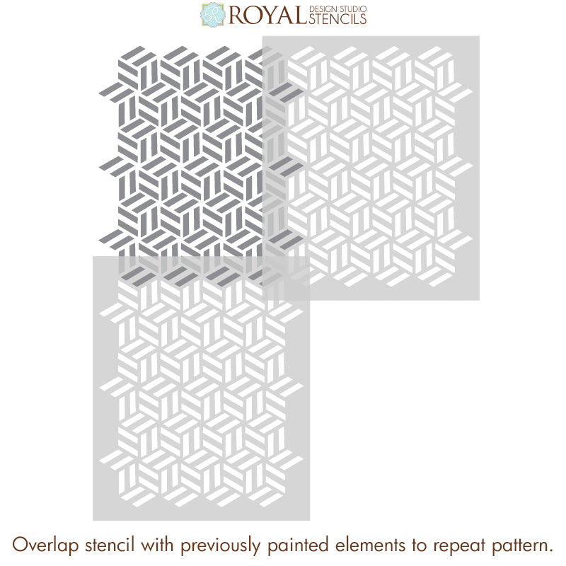 NEW! Tumbling Blocks Basketweave Stencil