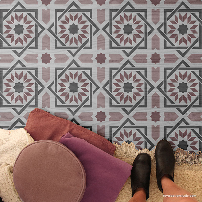 NEW! Almeria Allover Tile Stencil