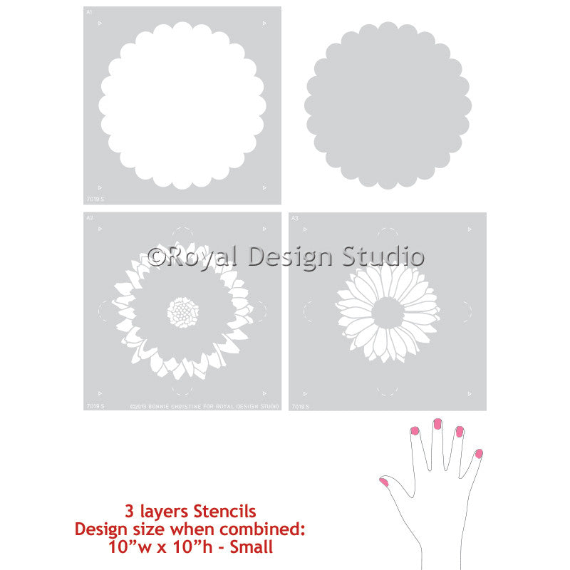 Daisy Dot Flower Wall Art Stencil Set