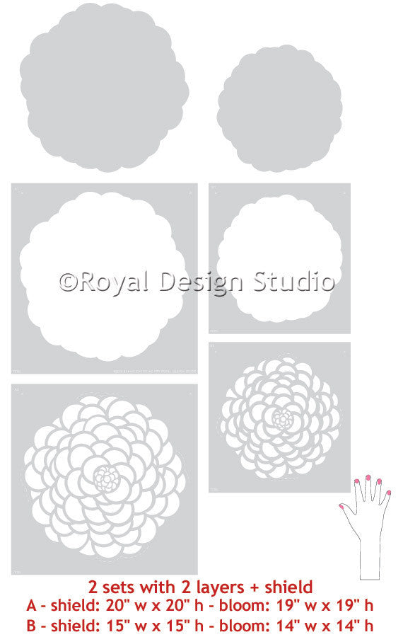 DIY Wall Art using Flower Designs - Baby Nursery Decor or Little Girls Bedroom Decor - Painted Flowers on Walls - Floral Wall Art Stencils from Royal Design Studio