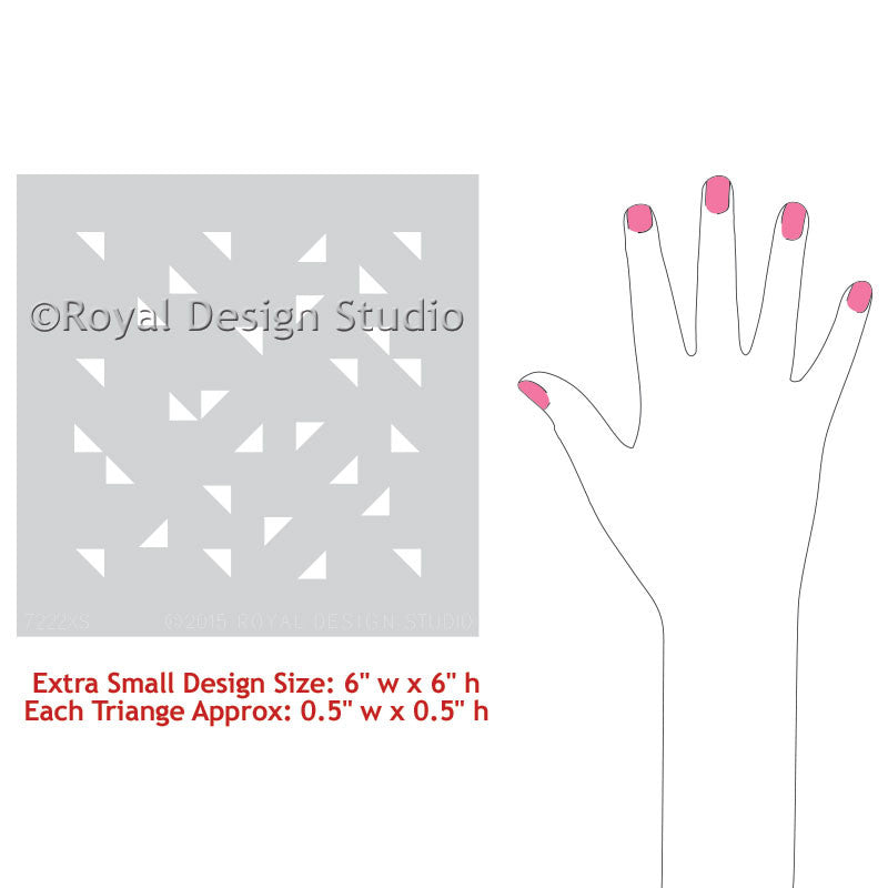 Cute Triangle Shapes Painted on Kids Room Decor with Modern Craft Stencils - Royal Design Studio