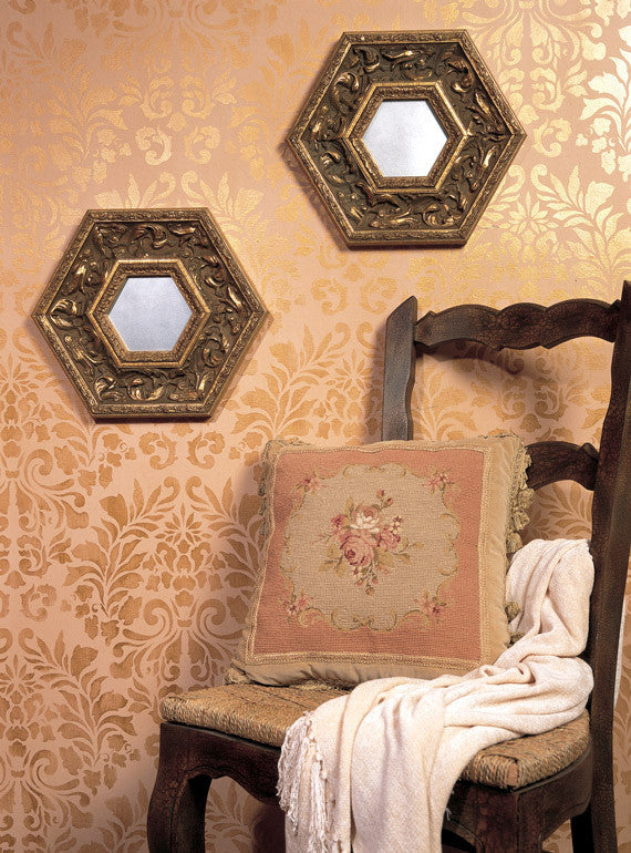 Fabric Damask Wall Stencil