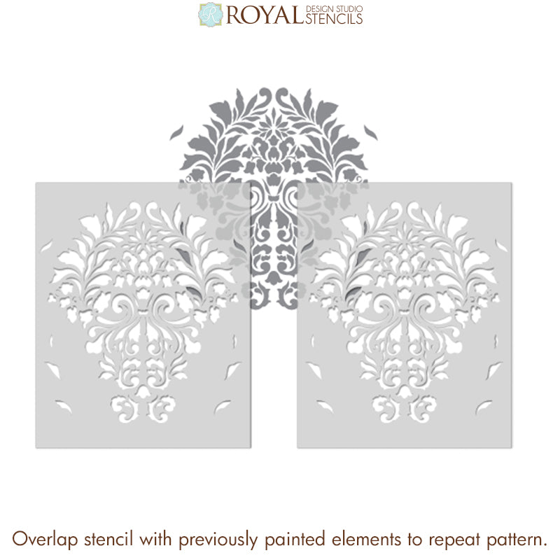 Fabric Damask Wall Stencil