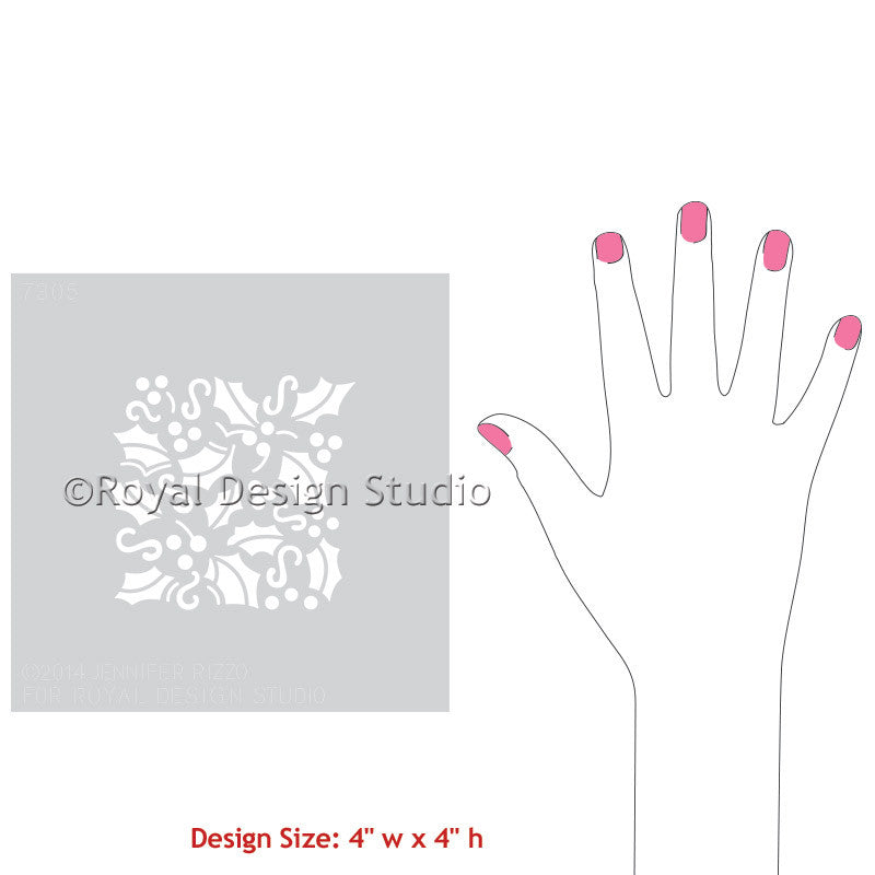 Christmas Holly Berry Mistletoe Holiday Craft Stencils - Royal Design Studio