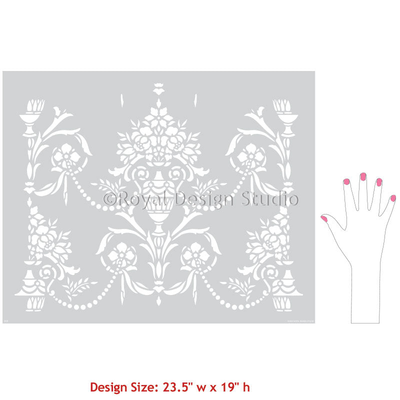 Vase & Pearls Allover Wall Stencil