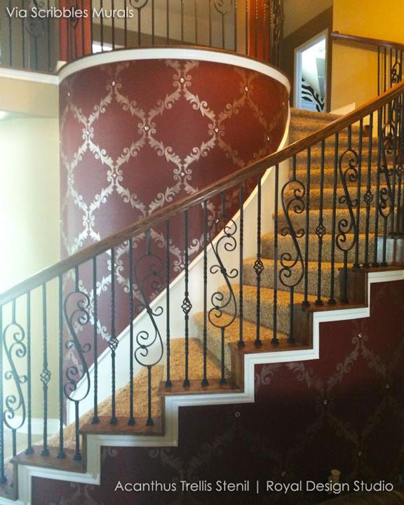 Acanthus Trellis Wall Stencil - Royal Design Studio Stencils
