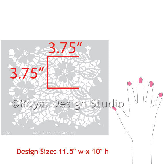 Furniture Lace Stencil Fleur de Lace Furniture Stencils for Painting Dressers and Table Tops - Royal Design Studio Stencils