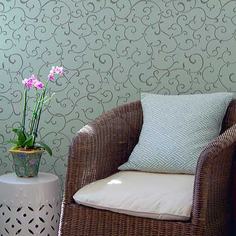 Oriental and Asian Designs - Allover Vine Wall Stencil Patterns - Royal Design Studio