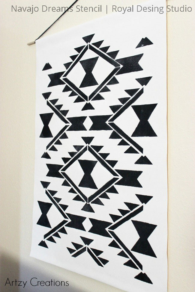 Navajo Wall Art Craft Project using Paint and Western Wall Art Stencils - Royal Design Studio