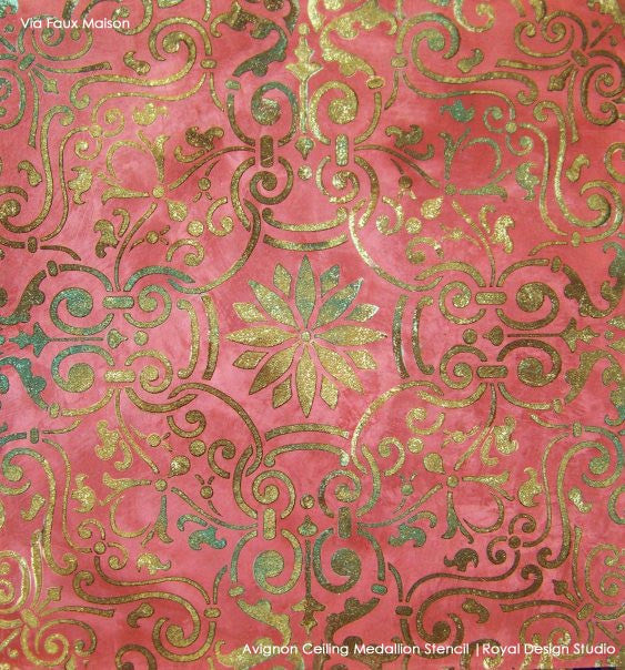 Classic European and Victorian Designs for DIY Home Decor - Ceiling Stencils Avignon Ceiling Medallion Stencils - Royal Design Stuido
