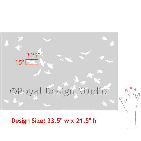 Flock of Birds Wall Stencil